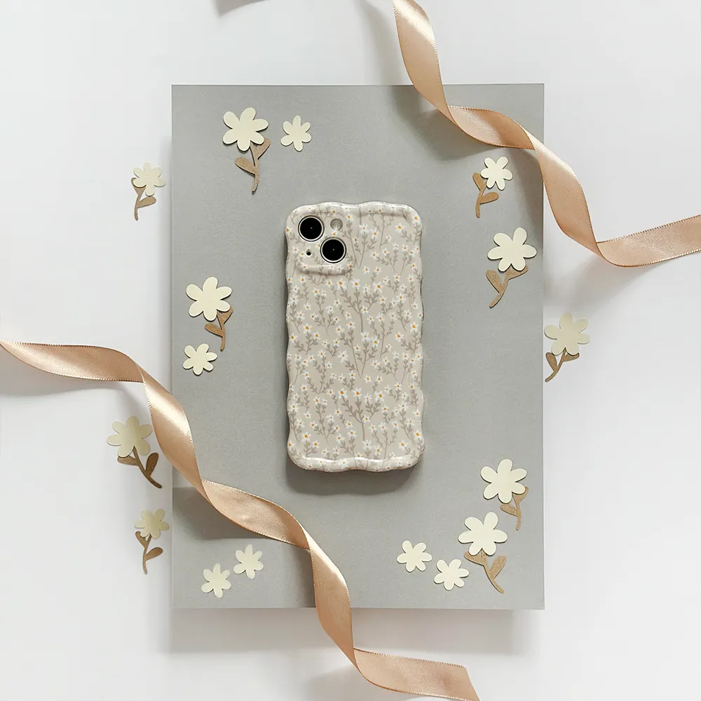 Durable Texture Wavy Phone Case - Nude Flowers