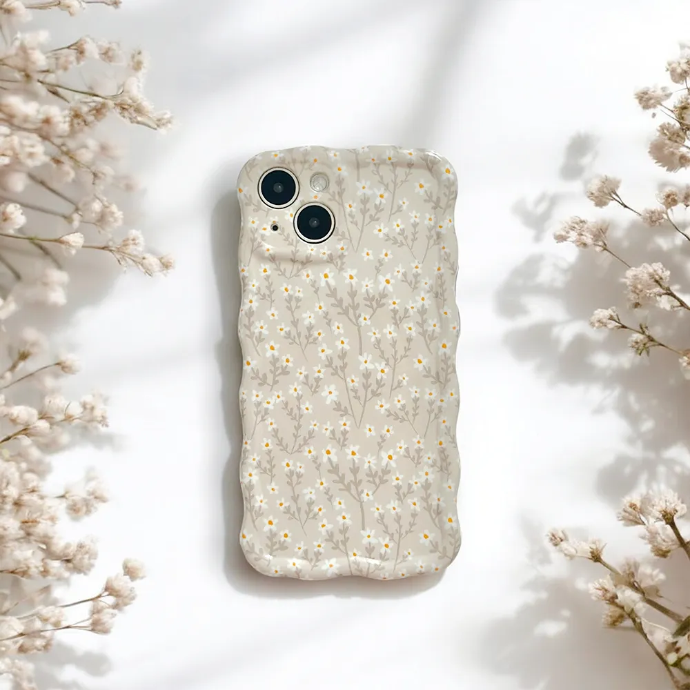 Protective Structure Trendy Detailing Wavy Phone Case - Nude Flowers
