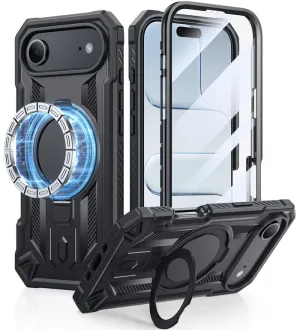 Protective barrier Port Protection FNTCASE for iPhone Air Case with Ring Holder Magnetic Kickstand Military Grade Shockproof Protective Rugged Cell Phone Cover