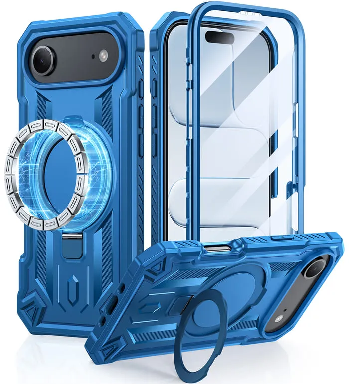 FNTCASE for iPhone Air Case with Ring Holder Magnetic Kickstand Military Grade Shockproof Protective Rugged Cell Phone Cover Futuristic style