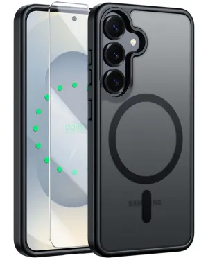 FNTCASE for Samsung Galaxy S25 / S24  6.7 Inch Phone Case: Magnetic Translucent Matte Shockproof Slim Phone Cover - Military Grade Drop Proof Hard Back Anti-Fingerprint Protective Case Vivid Pattern Design Soft Edge Detail