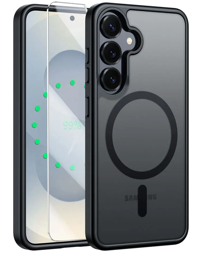 FNTCASE for Samsung Galaxy S25 / S24  6.7 Inch Phone Case: Magnetic Translucent Matte Shockproof Slim Phone Cover - Military Grade Drop Proof Hard Back Anti-Fingerprint Protective Case Vivid Pattern Design Soft Edge Detail