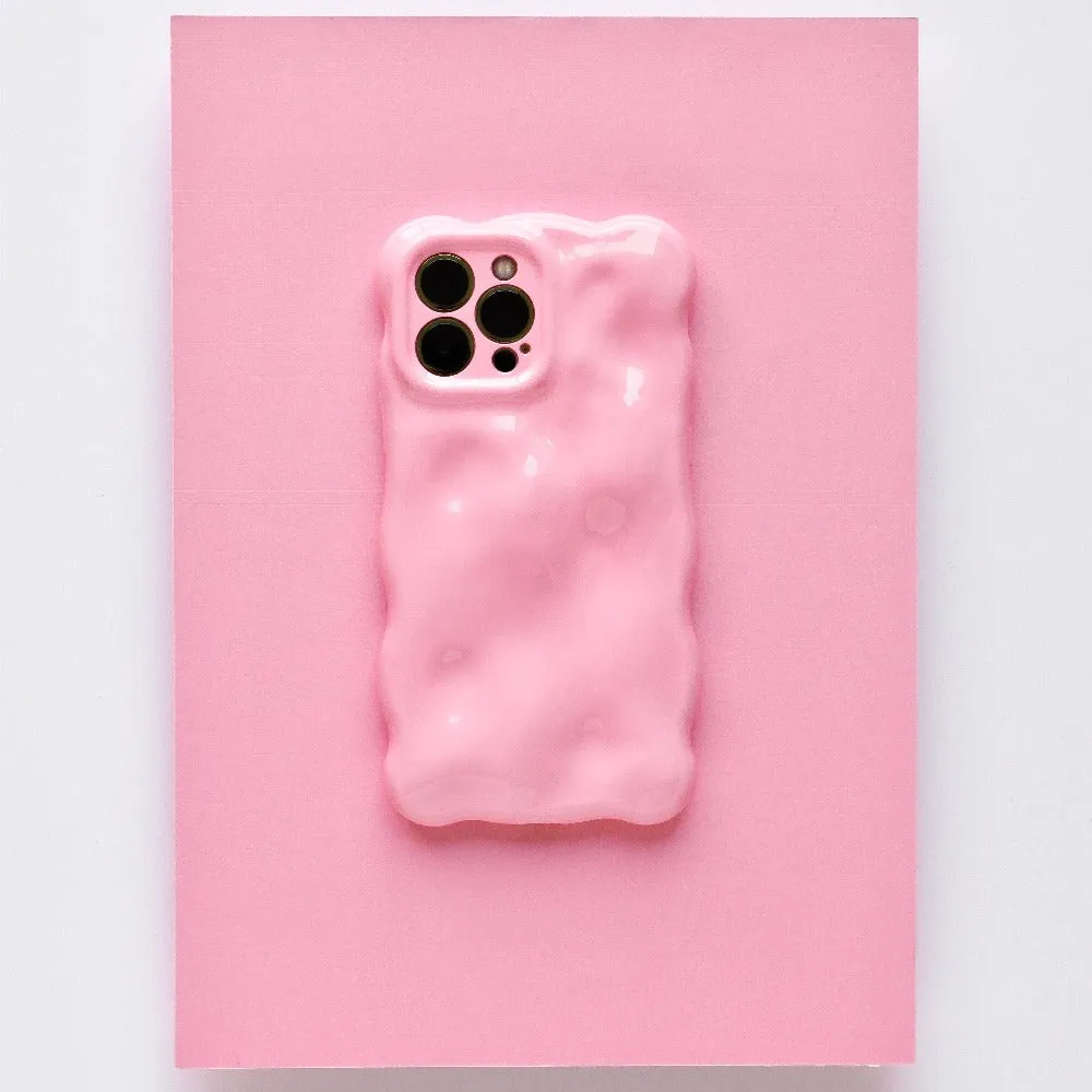 Soft Build Texture Soft Layered Design 3D Gummy Phone Case - Pink
