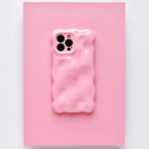 Soft Build Texture Soft Layered Design 3D Gummy Phone Case - Pink