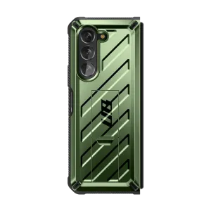 Galaxy Z Fold5 Unicorn Beetle Kickstand Case with Screen Protector-Dark Green Matte Texture Design Durable Surface