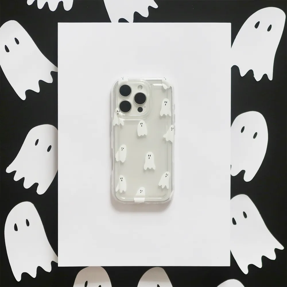 Trendy Design Clear Phone Case - Cute Ghosts