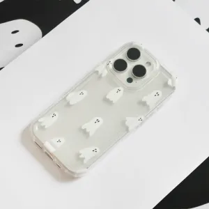 Raised Bezels Clear Phone Case - Cute Ghosts