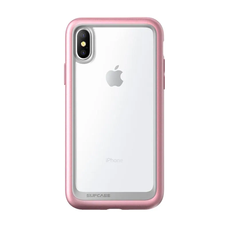 iPhone X / XS Unicorn Beetle Style Slim Clear Case-Rose Gold Wireless Charging Compatible