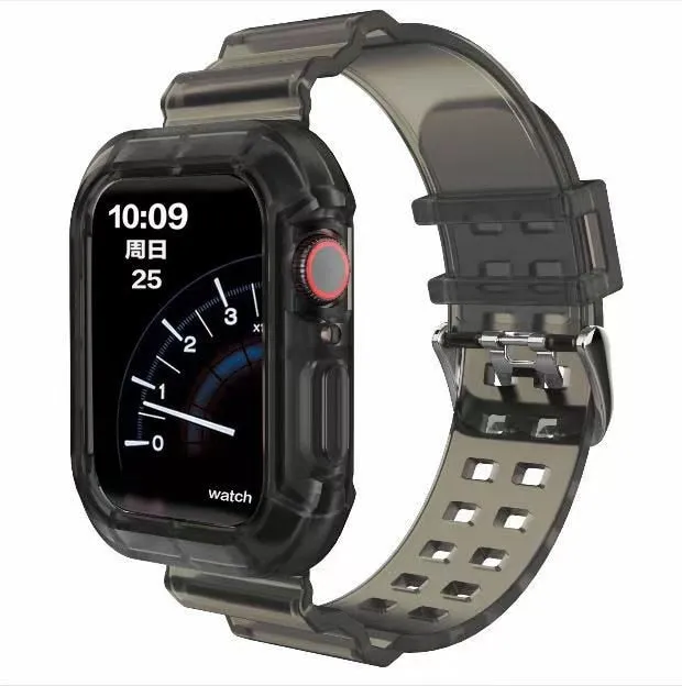 Sporty Motion Fit Comfortable Material Transparent Silicone Band Strap for Apple Watch Ultra & Series