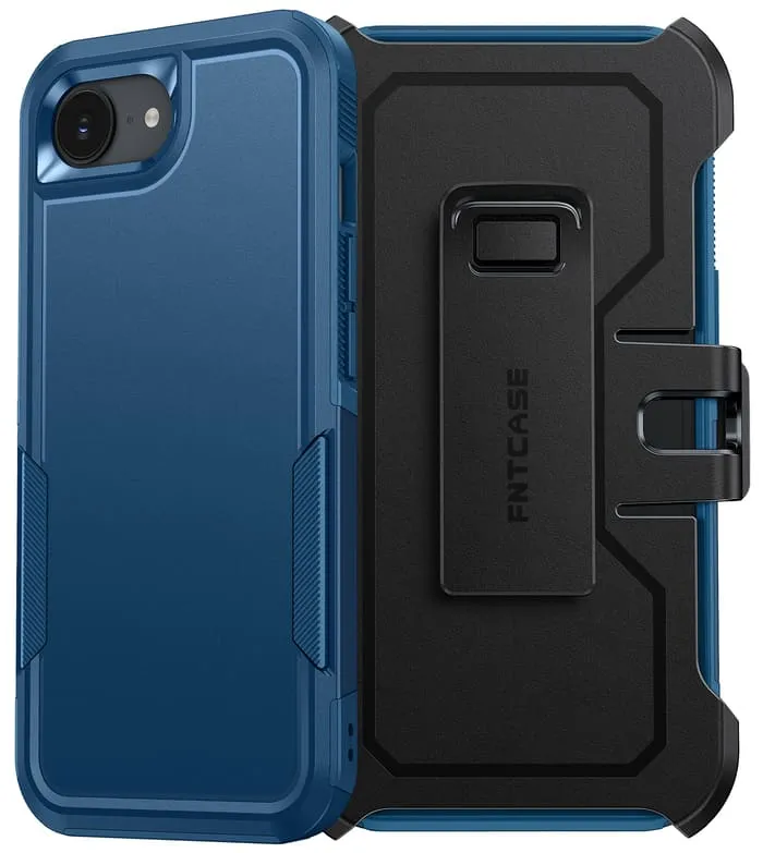 Premium Feel Hard Shell FNTCASE for IPhone SE 4/ SE 2025/ 16E Phone Case: Dual Layer Military Grade Drop Protection Phone Cover with Belt-Clip Holster | Rugged Durable Heavy Duty Shockproof Protective Bumper Tough