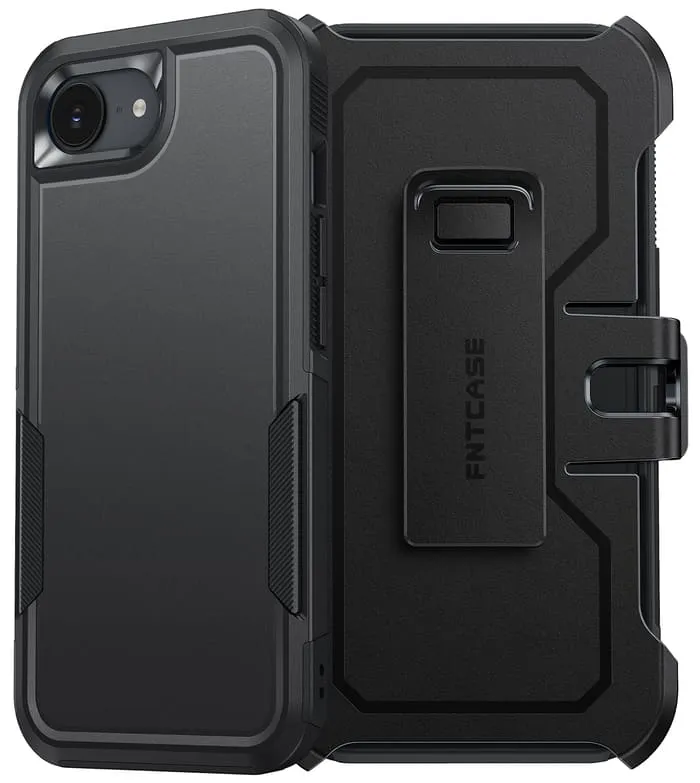 Luxury Surface FNTCASE for IPhone SE 4/ SE 2025/ 16E Phone Case: Dual Layer Military Grade Drop Protection Phone Cover with Belt-Clip Holster | Rugged Durable Heavy Duty Shockproof Protective Bumper Tough
