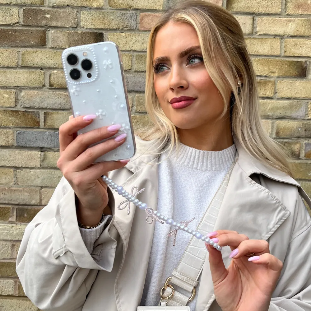 Casual Texture Soft Edge Detail Mini White Bows Phone Case