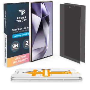 Power Theory compatible with Samsung Galaxy S25 Ultra Privacy Screen Protector Tempered Glass Ultra 9H Hardness, Anti-Spy [2 Pack] HD Protection