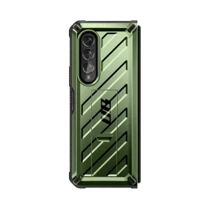 Galaxy Z Fold3 Unicorn Beetle Kickstand Case with Screen Protector-Dark Green Outdoor Travel Durable Design Texture