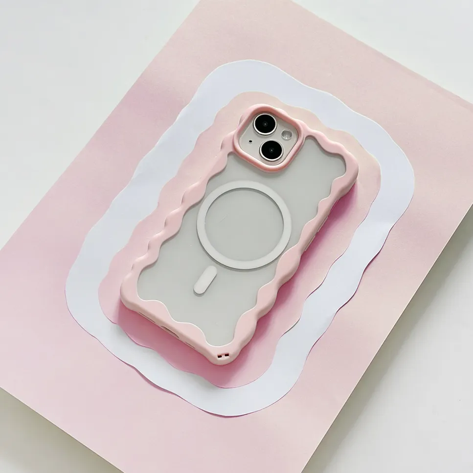 Wavy MAGSAFE? Clear Phone Case - Pink Comfort Shape