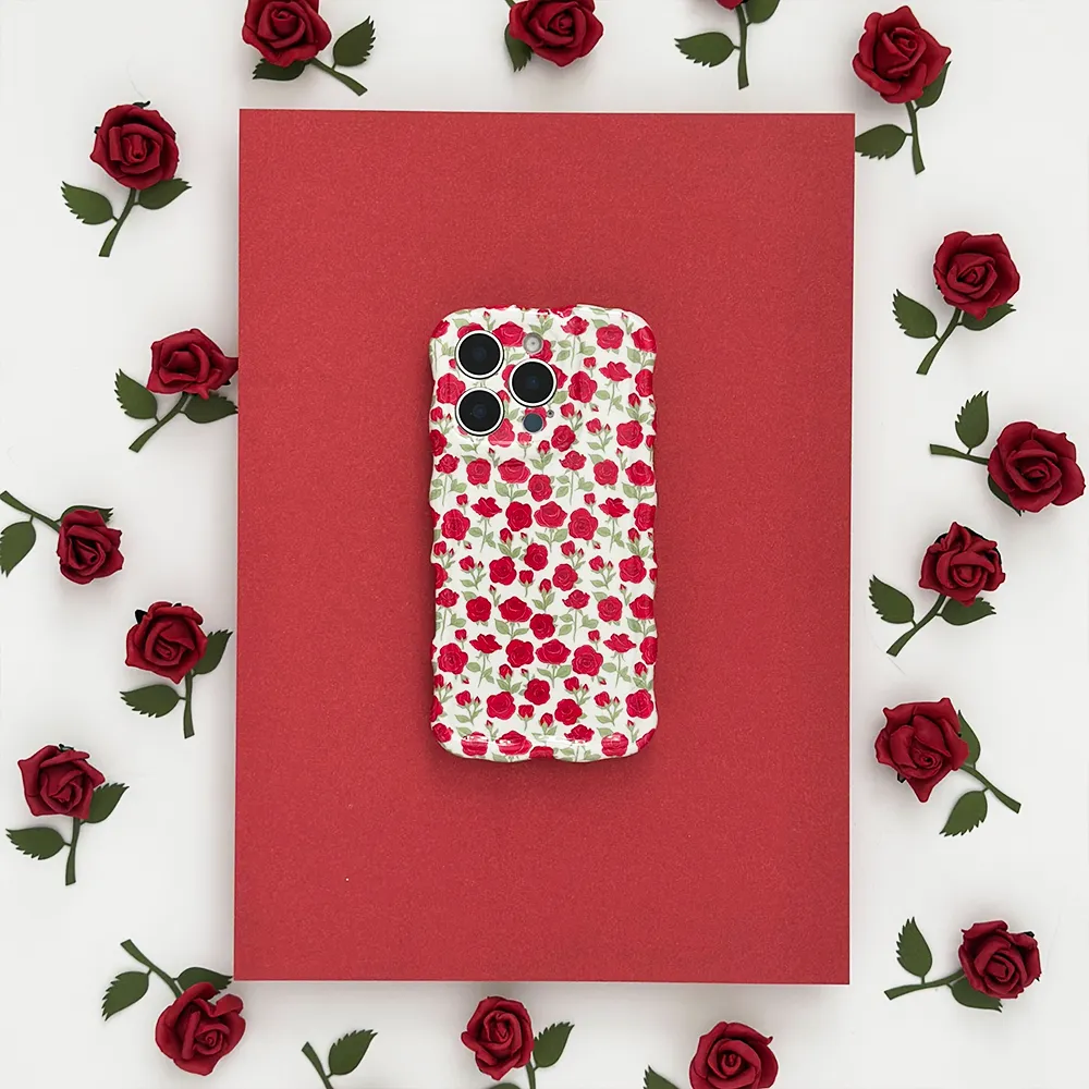Wavy Phone Case - Buy Me Roses Crimson Rugged Surface