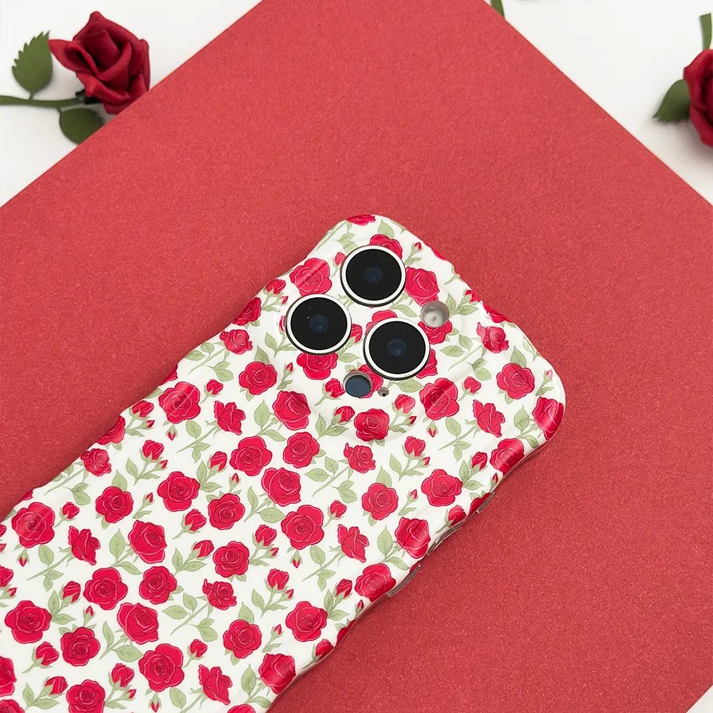 Wavy Phone Case - Buy Me Roses Crimson Matte Design Texture