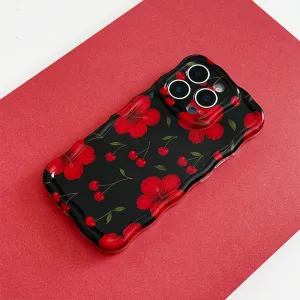 Wavy Phone Case - Cherry Hibiscus Shock Surface Layer