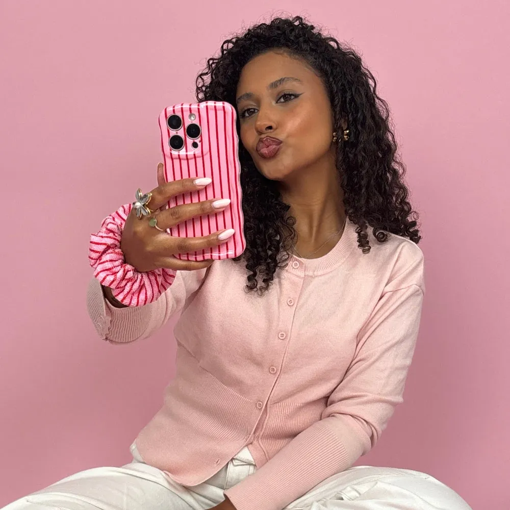 Modern Build Texture Everyday Accessory Wavy Phone Case - Cherry Stripe