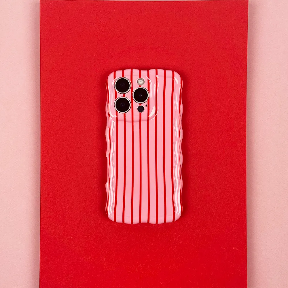 Minimal Comfort Smooth Protection Wavy Phone Case - Cherry Stripe