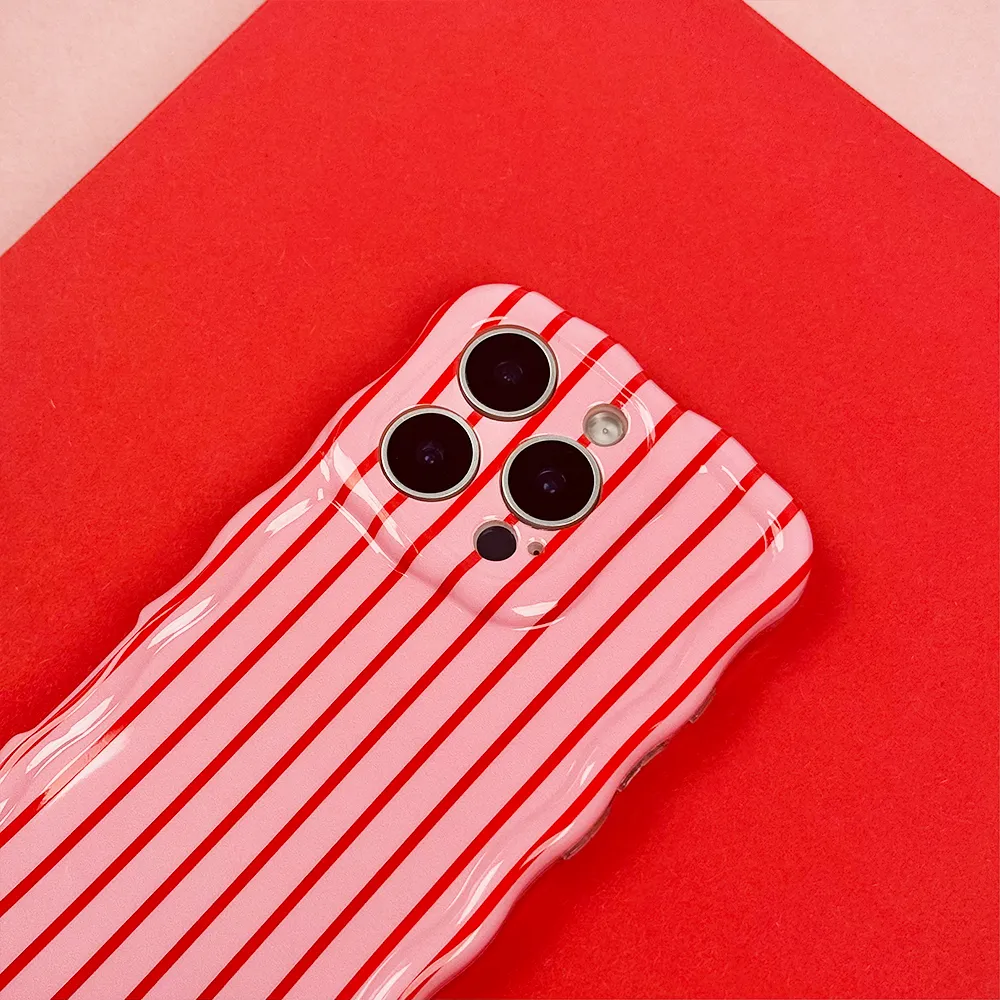 Smooth Edges Wavy Phone Case - Cherry Stripe