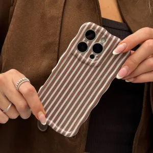 Luxury Surface Hybrid Surface Layer Wavy Phone Case - Chestnut Stripes