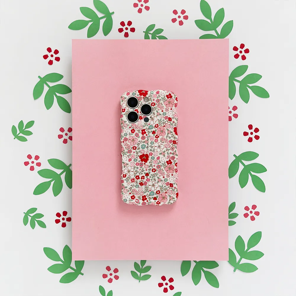 Compact Pattern Flexible Fit Wavy Phone Case - Cute Flowers