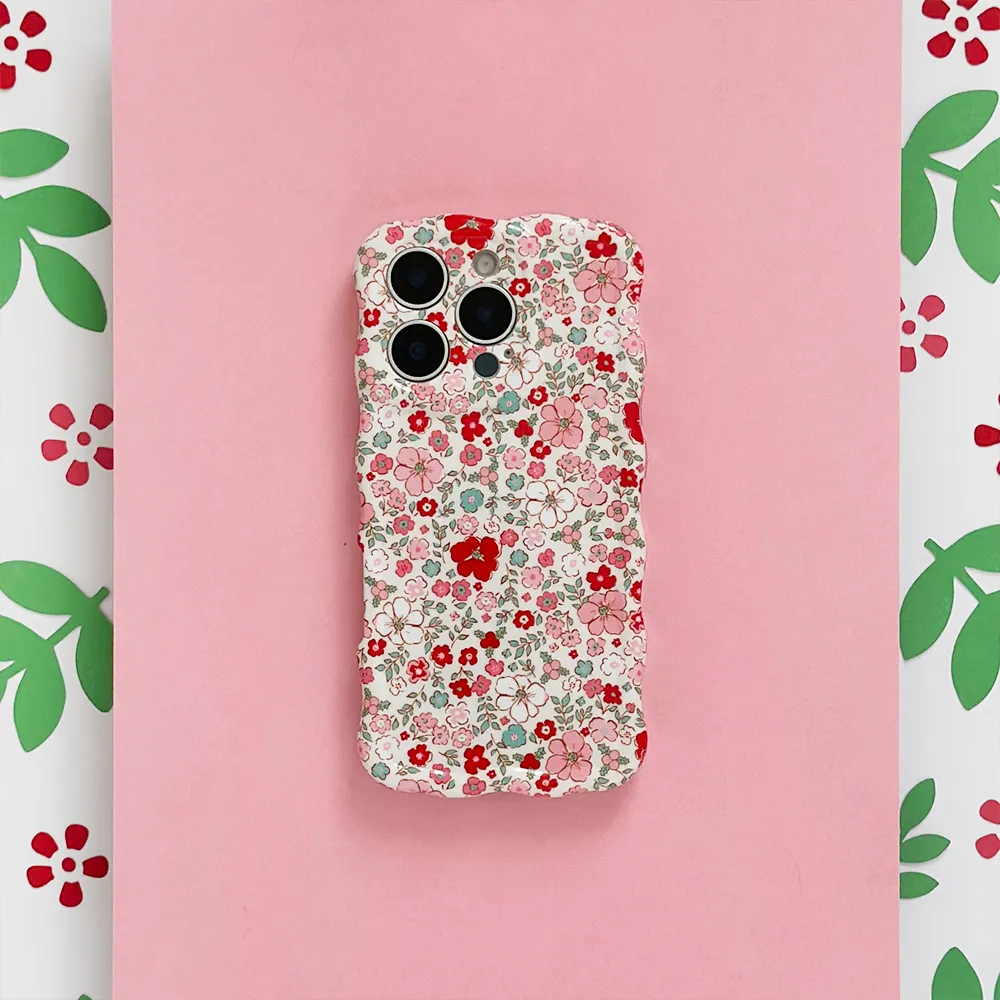 Impact Resistant Wavy Phone Case - Cute Flowers