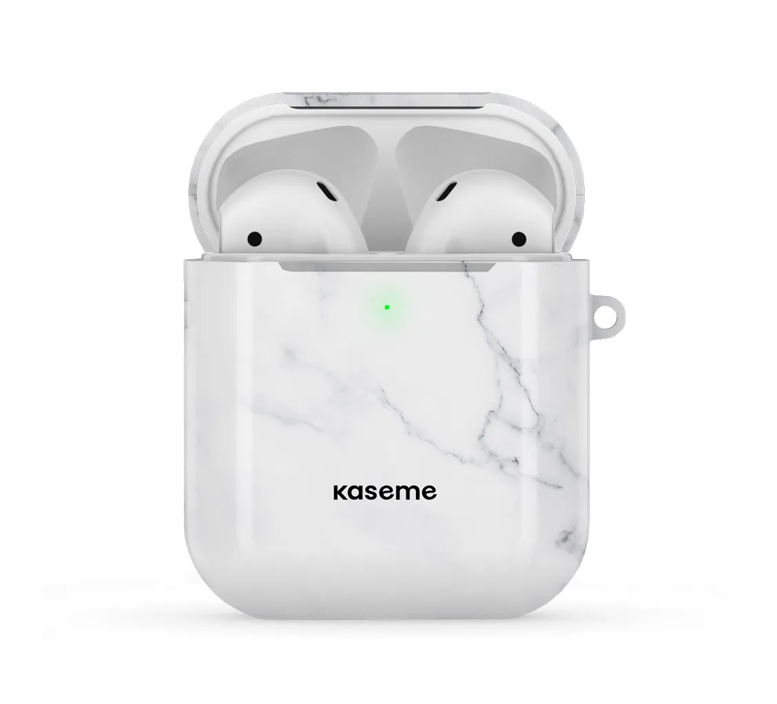 White Marble AirPods Case for business professionals Comfortable Grip Shell