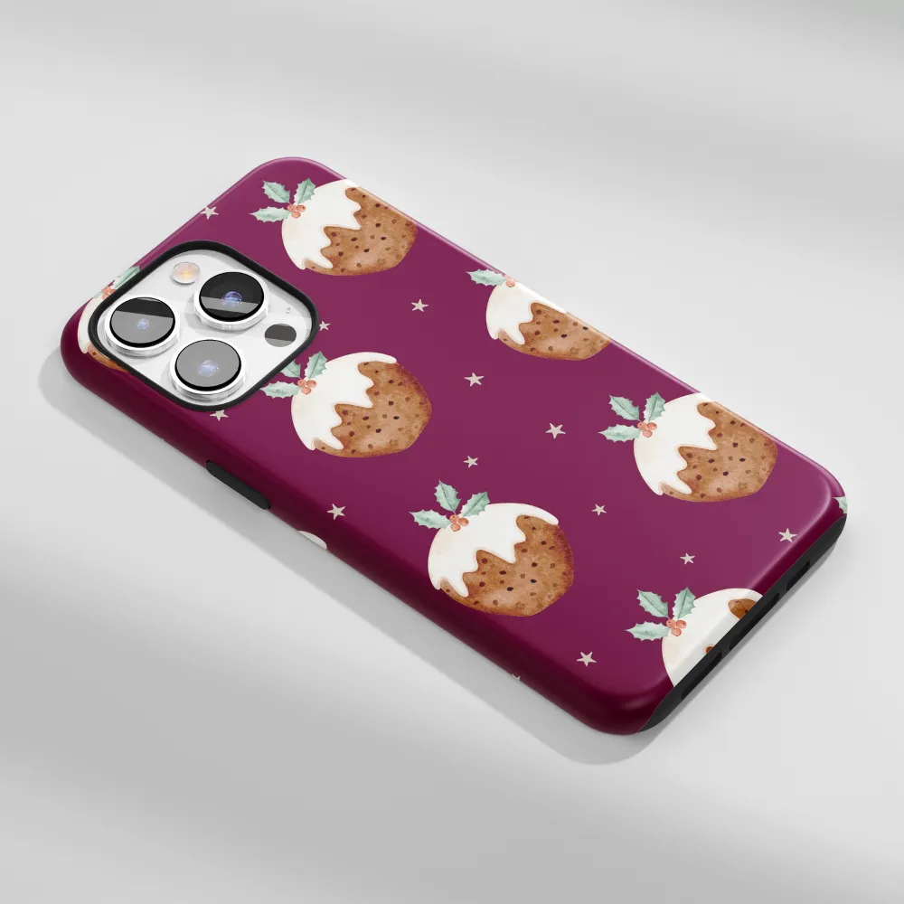 metal frame Textured Comfort Tough Phone Case - Christmas Pudding